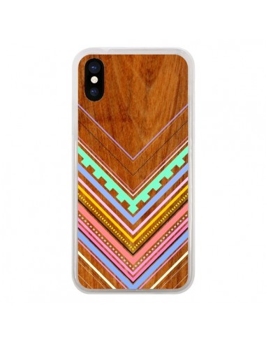 Coque iPhone X et XS Azteque Arbutus Pastel Bois Aztec Tribal - Jenny Mhairi