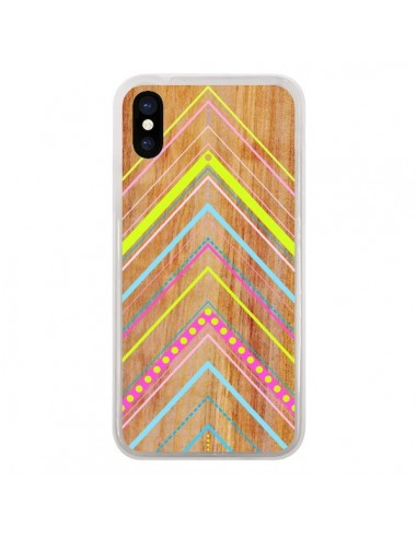 Coque iPhone X et XS Wooden Chevron Pink Bois Azteque Aztec Tribal - Jenny Mhairi