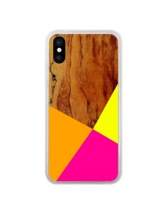 Coque iPhone X et XS Wooden Colour Block Bois Azteque...