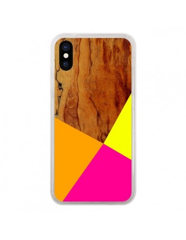 Coque iPhone X et XS Wooden Colour Block Bois Azteque Aztec Tribal - Jenny Mhairi