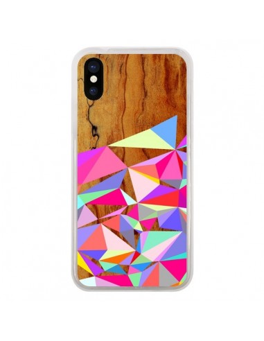 Coque iPhone X et XS Wooden Multi Geo Bois Azteque Aztec Tribal - Jenny Mhairi