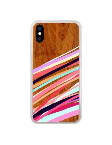 Coque iPhone X et XS Wooden Waves Coral Bois Azteque Aztec Tribal - Jenny Mhairi