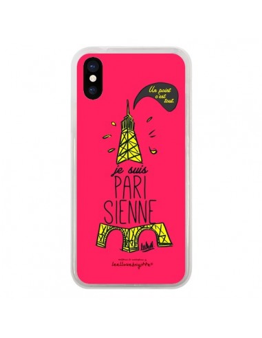 Coque iPhone X et XS Je suis Parisienne La Tour Eiffel Rose - Leellouebrigitte