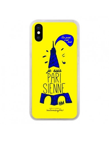 Coque iPhone X et XS Je suis Parisienne La Tour Eiffel Jaune - Leellouebrigitte