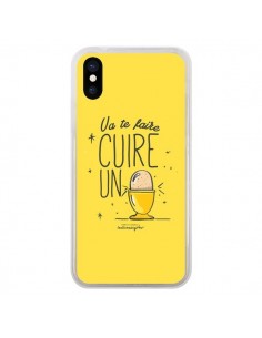 Coque iPhone X et XS Va te faire cuir un oeuf jaune -...