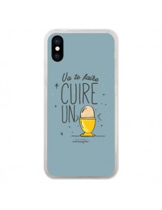 Coque iPhone X et XS Va te faire cuir un oeuf gris -...