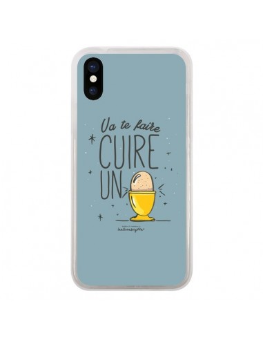 Coque iPhone X et XS Va te faire cuir un oeuf gris - Leellouebrigitte