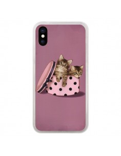 Coque iPhone X et XS Chaton Chat Kitten Boite Pois -...