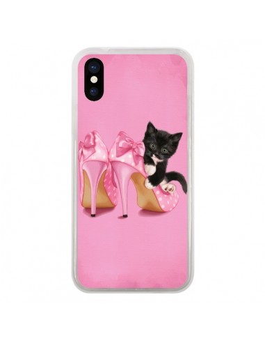 Coque iPhone X et XS Chaton Chat Noir Kitten Chaussure Shoes - Maryline Cazenave