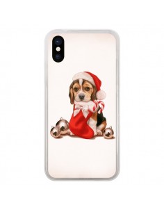 Coque iPhone X et XS Chien Dog Pere Noel Christmas -...