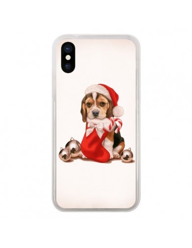 Coque iPhone X et XS Chien Dog Pere Noel Christmas - Maryline Cazenave