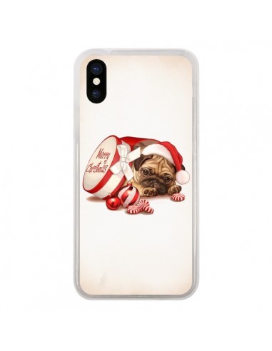 Coque iPhone X et XS Chien Dog Pere Noel Christmas Boite - Maryline Cazenave