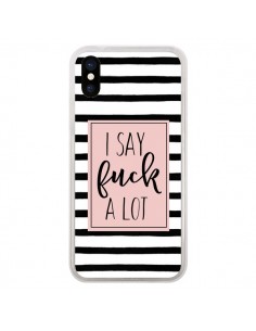 Coque iPhone X et XS Say Fuck A Lot Bandes - Maryline...