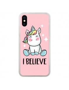 Coque iPhone X et XS Licorne I Believe - Maryline Cazenave