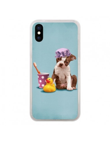 Coque iPhone X et XS Chien Dog Canard Fille - Maryline Cazenave