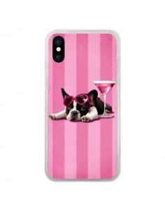 Coque iPhone X et XS Chien Dog Cocktail Lunettes Coeur...