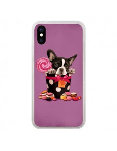 Coque iPhone X et XS Chien Dog Boite Noeud Papillon Pois...