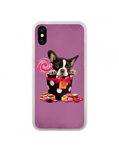 Coque iPhone X et XS Chien Dog Boite Noeud Papillon Pois Bonbon - Maryline Cazenave