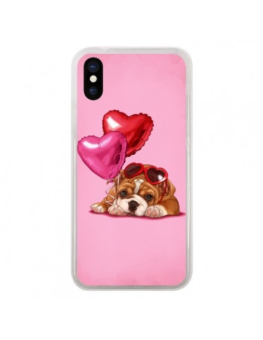 Coque iPhone X et XS Chien Dog Lunettes Coeur Ballon - Maryline Cazenave
