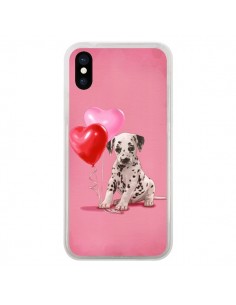 Coque iPhone X et XS Chien Dog Dalmatien Ballon Coeur -...