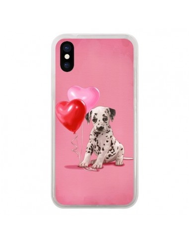Coque iPhone X et XS Chien Dog Dalmatien Ballon Coeur - Maryline Cazenave