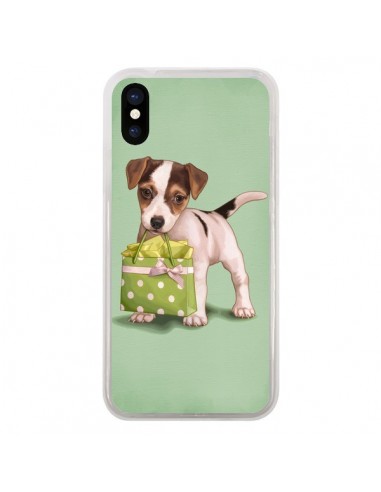 Coque iPhone X et XS Chien Dog Shopping Sac Pois Vert - Maryline Cazenave