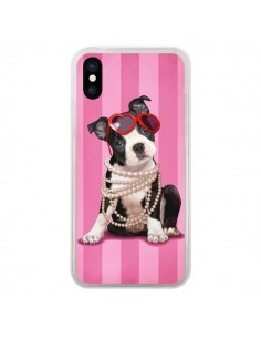 Coque iPhone X et XS Chien Dog Fashion Collier Perles...