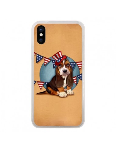Coque iPhone X et XS Chien Dog USA Americain - Maryline Cazenave