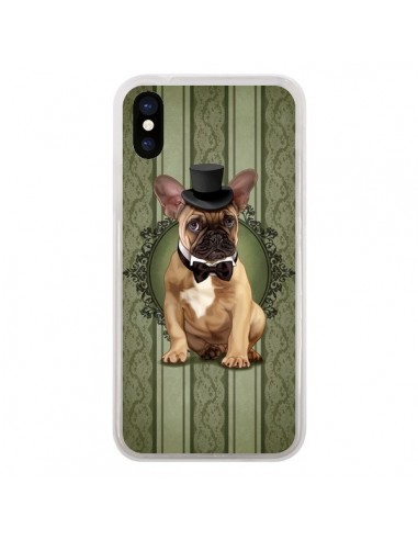 Coque iPhone X et XS Chien Dog Bulldog Noeud Papillon Chapeau - Maryline Cazenave