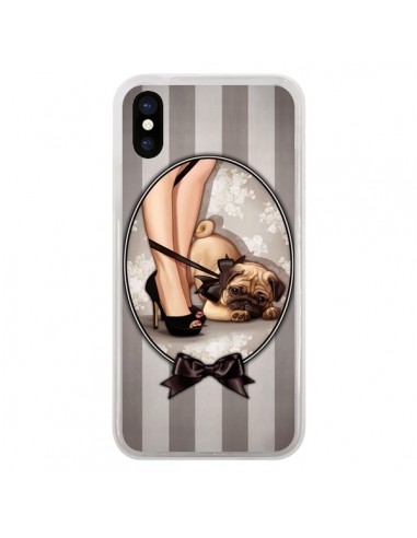 Coque iPhone X et XS Lady Noir Noeud Papillon Chien Dog Luxe - Maryline Cazenave