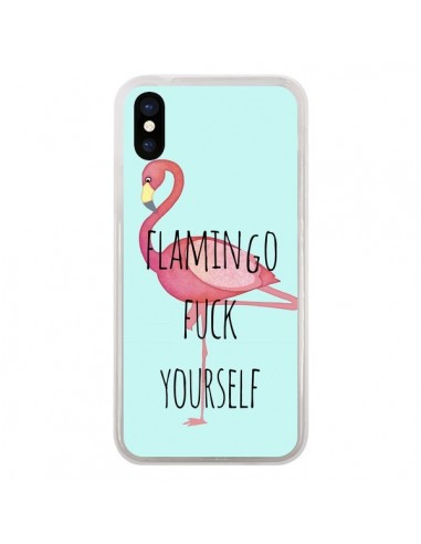 Coque iPhone X et XS Flamingo Fuck Yourself - Maryline Cazenave
