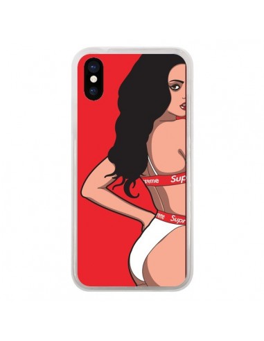 Coque iPhone X et XS Pop Art Femme Rouge - Mikadololo