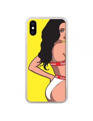 Coque iPhone X et XS Pop Art Femme Jaune - Mikadololo