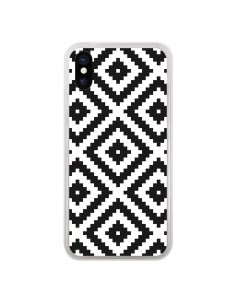 Coque iPhone X et XS Diamond Chevron Black and White -...