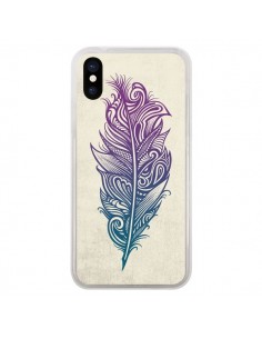 Coque iPhone X et XS Feather Plume Arc En Ciel - Rachel...