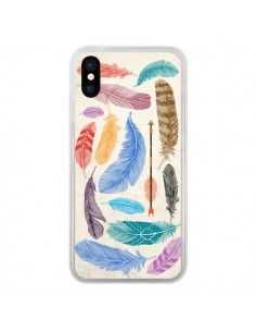 Coque iPhone X et XS Feather Plumes Multicolores - Rachel...