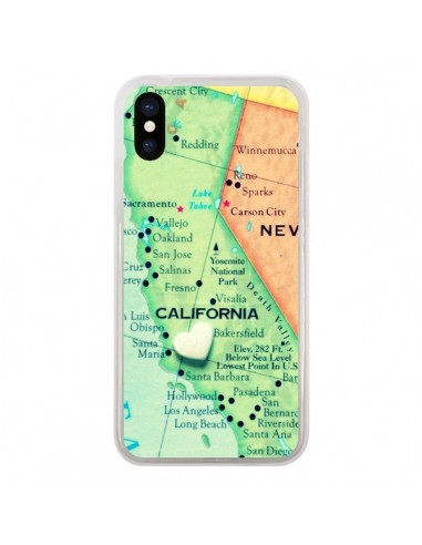 Coque iPhone X et XS Carte Map Californie - R Delean