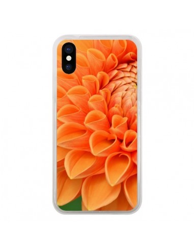 Coque iPhone X et XS Fleurs oranges flower - R Delean