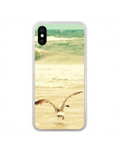 Coque iPhone X et XS Mouette Mer Ocean Sable Plage...