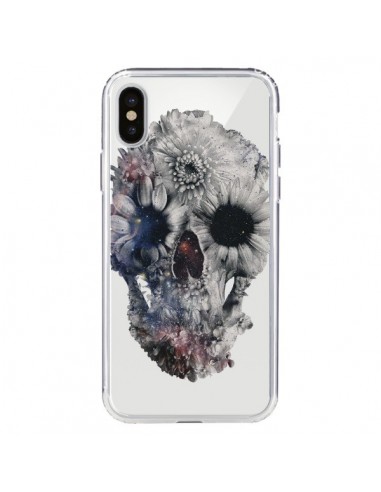 Coque iPhone X et XS Floral Skull Tête de Mort Transparente - Ali Gulec
