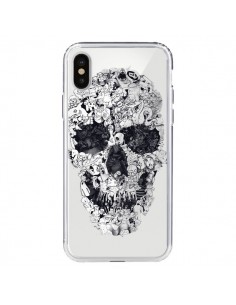 Coque iPhone X et XS Doodle Skull Dessin Tête de Mort...