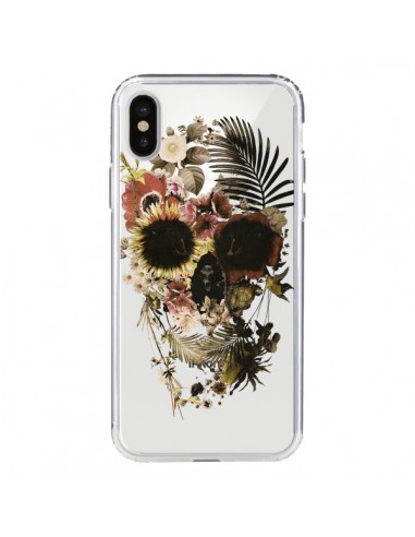 Coque iPhone X et XS Garden Skull Tête de Mort Transparente - Ali Gulec