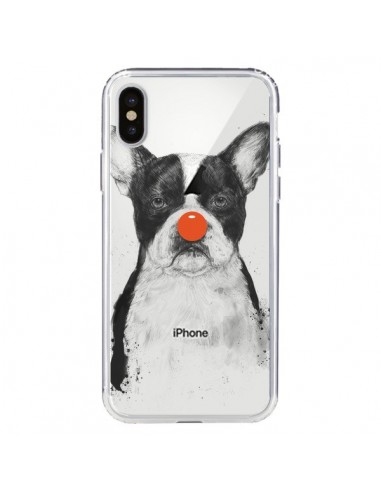 Coque iPhone X et XS Clown Bulldog Dog Chien Transparente - Balazs Solti