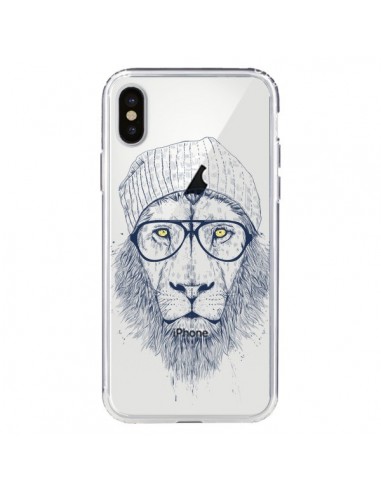 Coque iPhone X et XS Cool Lion Swag Lunettes Transparente - Balazs Solti