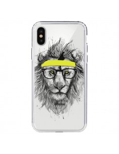 Coque iPhone X et XS Hipster Lion Transparente - Balazs...