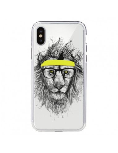 Coque iPhone X et XS Hipster Lion Transparente - Balazs Solti