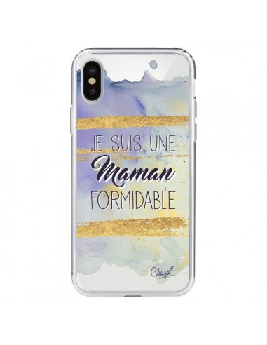 Coque iPhone X et XS Je suis une Maman Formidable Violet Transparente - Chapo