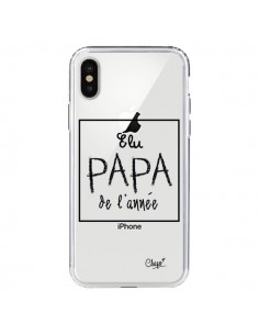 Coque iPhone X et XS Elu Papa de l'Année Transparente -...