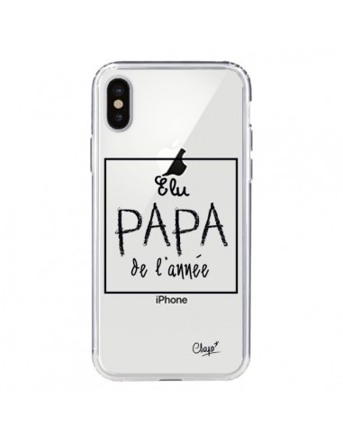 Coque iPhone X et XS Elu Papa de l'Année Transparente - Chapo