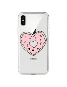 Coque iPhone X et XS Donuts Heart Coeur Rose Transparente...